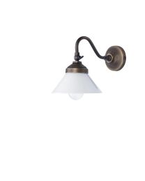 Wall Lamp In Dark Bronze Finish With Glass Shade