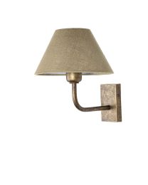 Rustic Wall Lamp With Ornate Linen Shade