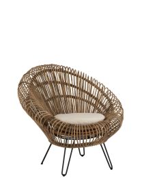 Stuhl Lounge Vivi +kissen Rattan/eisen Naturell