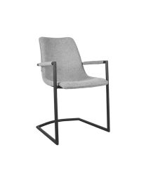 Dining Chair With Armrests In Zinc Weave Fabric - Per 2