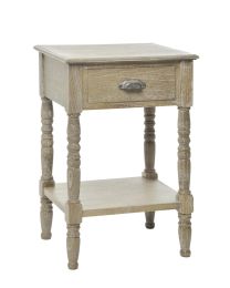 Bedside Table 1draw. Sq Wd Grey W  48x40x74cm