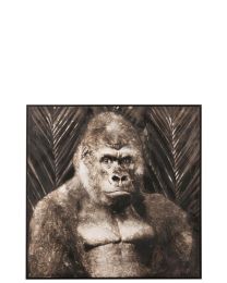 Bild Gorilla Kanevas/holz Dunkel Braun