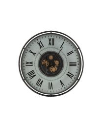 Clock Metal Border Roman Numerals Metal Grey/black/gold Large