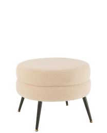 Hocker Rund Metall FÜße BouclÉ Warm Beige - Pro 2