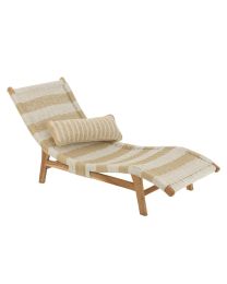 Lounger+cushion Stripes Woven Plastic/teak White/natural