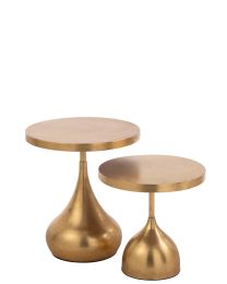 Set Of 2 Side Tables Drop Metal Gold