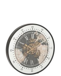 Clock+mirror World Map Mdf Black