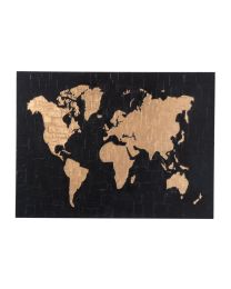 Painting World Map Canvas/wood Black/gold