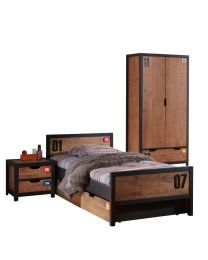 Set Alex Best. Aus Nachtkonsole, Einzelbett 90x200, Bettschublade, Kleiderschrank 2-trg.