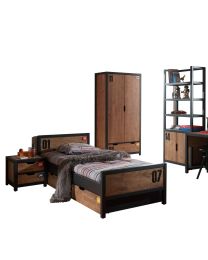 Set Alex Best. Aus Nachtkonsole, Einzelbett, Bettschublade, Regal Und Kleiderschrank 2-trg.