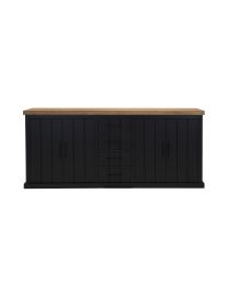 Black Sideboard With Top In Teak Natural Wood