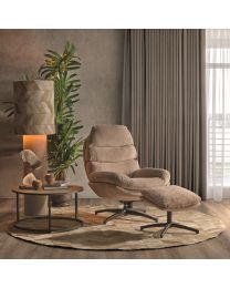 Relax Fauteuil Met Poef, Beige