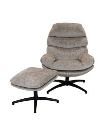 Relax Fauteuil Met Poef, Taupe