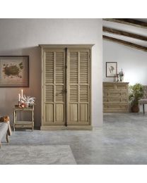 Country Closet In Oak, Weathered Finish. 2 Door Louvre Wardrobe