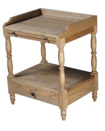 Country Romantic Night Table In Weathered Oak.