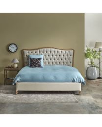 Bed 160 Linen Gray Oak Upholstered