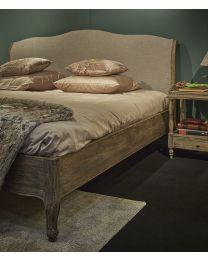 Bed 160 Linen Oak Dark Gray