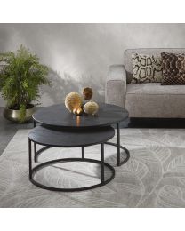 Black Round Coffee Table Set Dalton