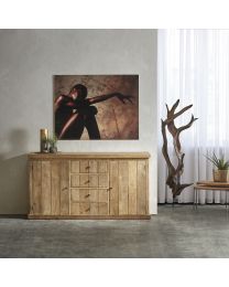 Sideboard Aus Recyceltem Teakholz, 2 Türen Und 4 Schubladen