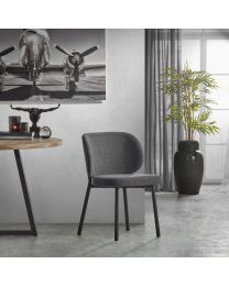 Dining Chair In Dark Grey, Boucle Fabric - Per 2