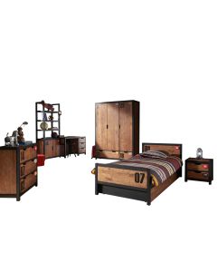 Set Alex Best. Aus Nachtkonsole, Einzelbett, Bettschublade, Schreibtisch, Kommode Und Kleiderschrank 3-trg.