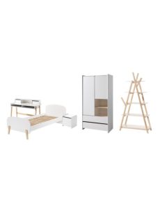 Diese Kiddy-kombination Besteht Aus Den Folgenden Elementen: Kiddy 2t Schrank+2schubladen * Und Ein Kiddy Bett 90 Weiss * Und Ein Kiddy Nako Weiss * Und Ein Kiddy Scrhreibtisch Mit Aufbau Weiss  * Und Ein Kiddy Regal Weiss  *