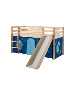 This Pino-combination Contains A Pino Mid Sleeper + Slide Natural  And A Curtain Astro