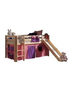 This Pino-combination Contains A Pino Mid Sleeper + Slide Natural  And A Curtain Bella