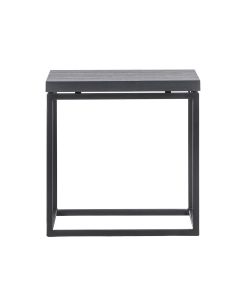 Side Table In Black Oak, Black Metal Base