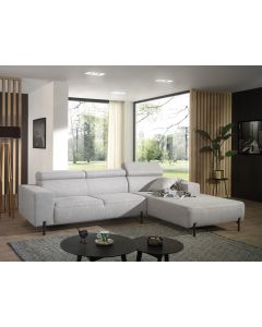 Corner Sofa With Fixed Cushions And Adjustable Headrest